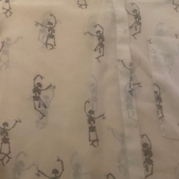 Garage Women's Long Sleeve Button Down Blouse Dancing Skeletons XS - Picture 2 of 5